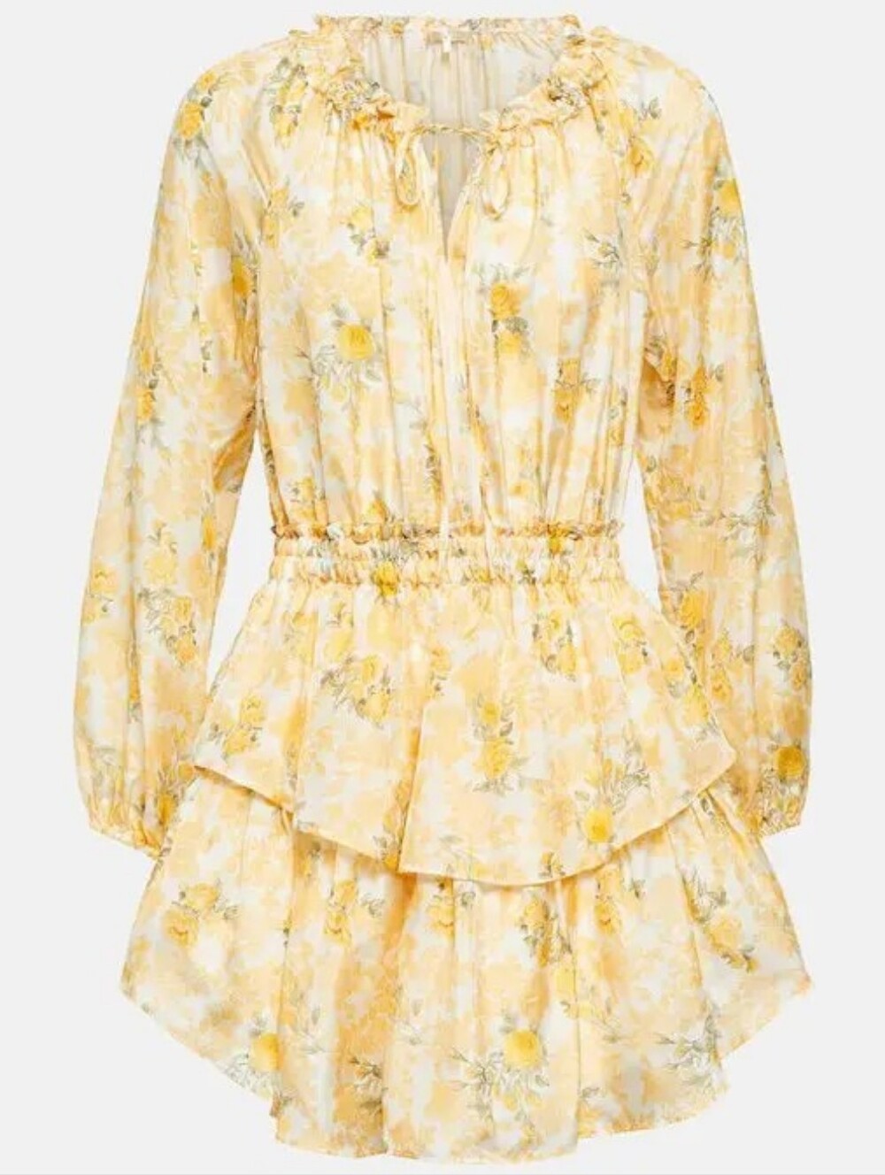 LoveShackFancy Popover Mini Floral Dress Yellow Daydream
